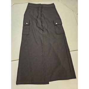 Vtg Y2K Tommy Hilfiger Sz 2 Black Long Modest Utility Skirt Cargo Pockets  NWT